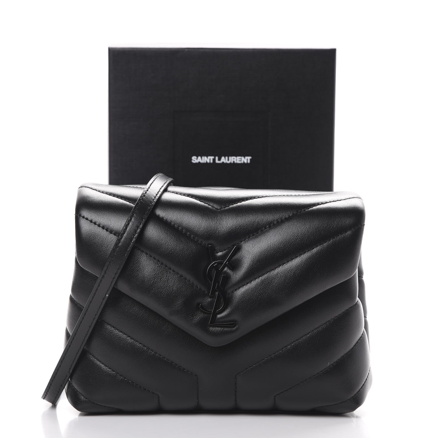 Saint Laurent Calfskin Y Quilted Monogram Toy Loulou Crossbody Bag Black 12 of 12