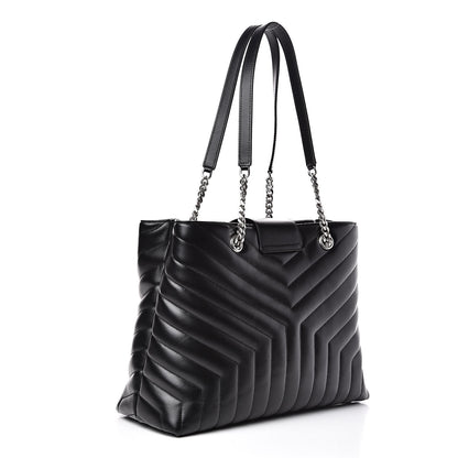 Saint Laurent Calfskin Y Quilted Monogram Large Loulou Shopper Black 3 of 10