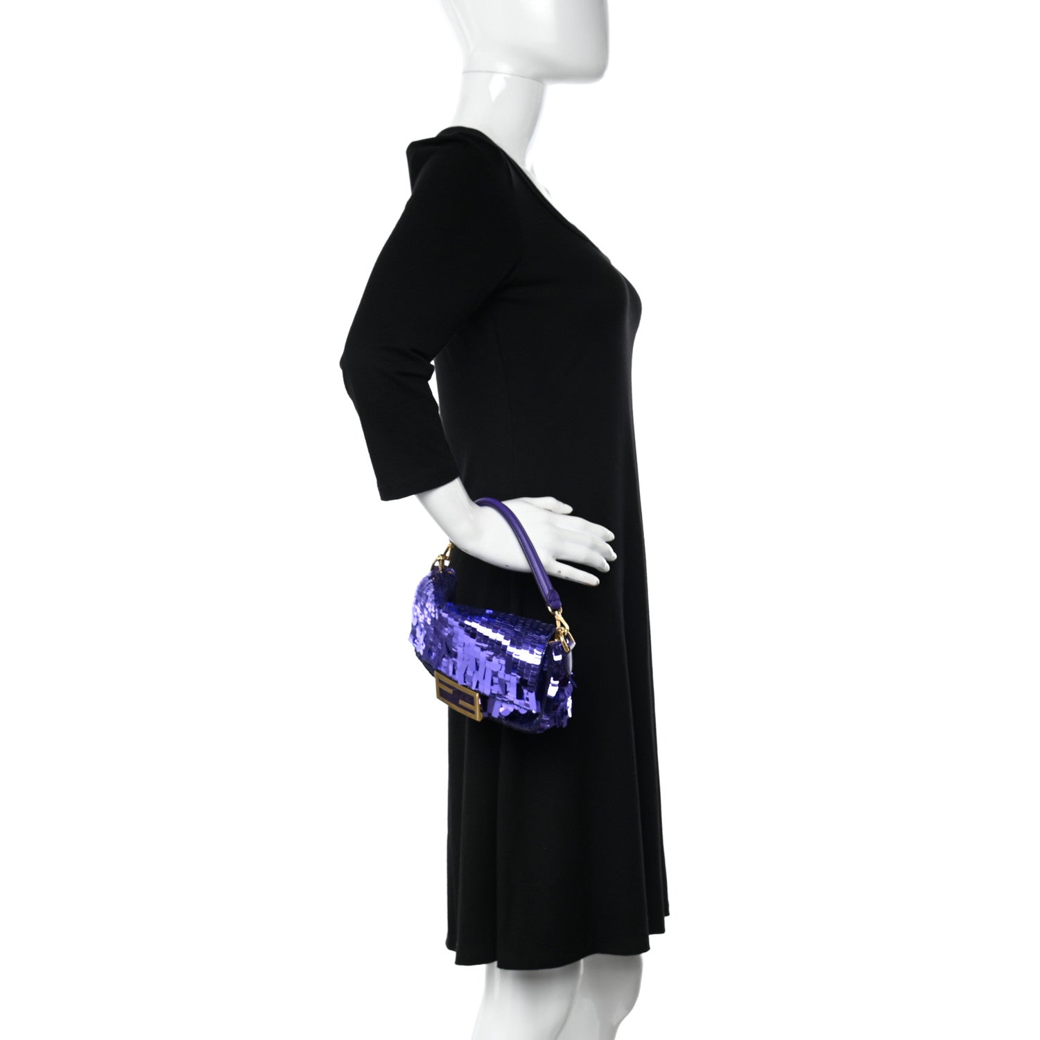 Fendi Sequin Paillettes Shiny Nappa Sex and the City Mini Baguette Viola Purple Rain 2 of 10
