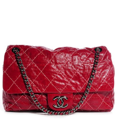 Chanel Glazed Goatskin Double Stitch Maxi Flap Red 1 of 7