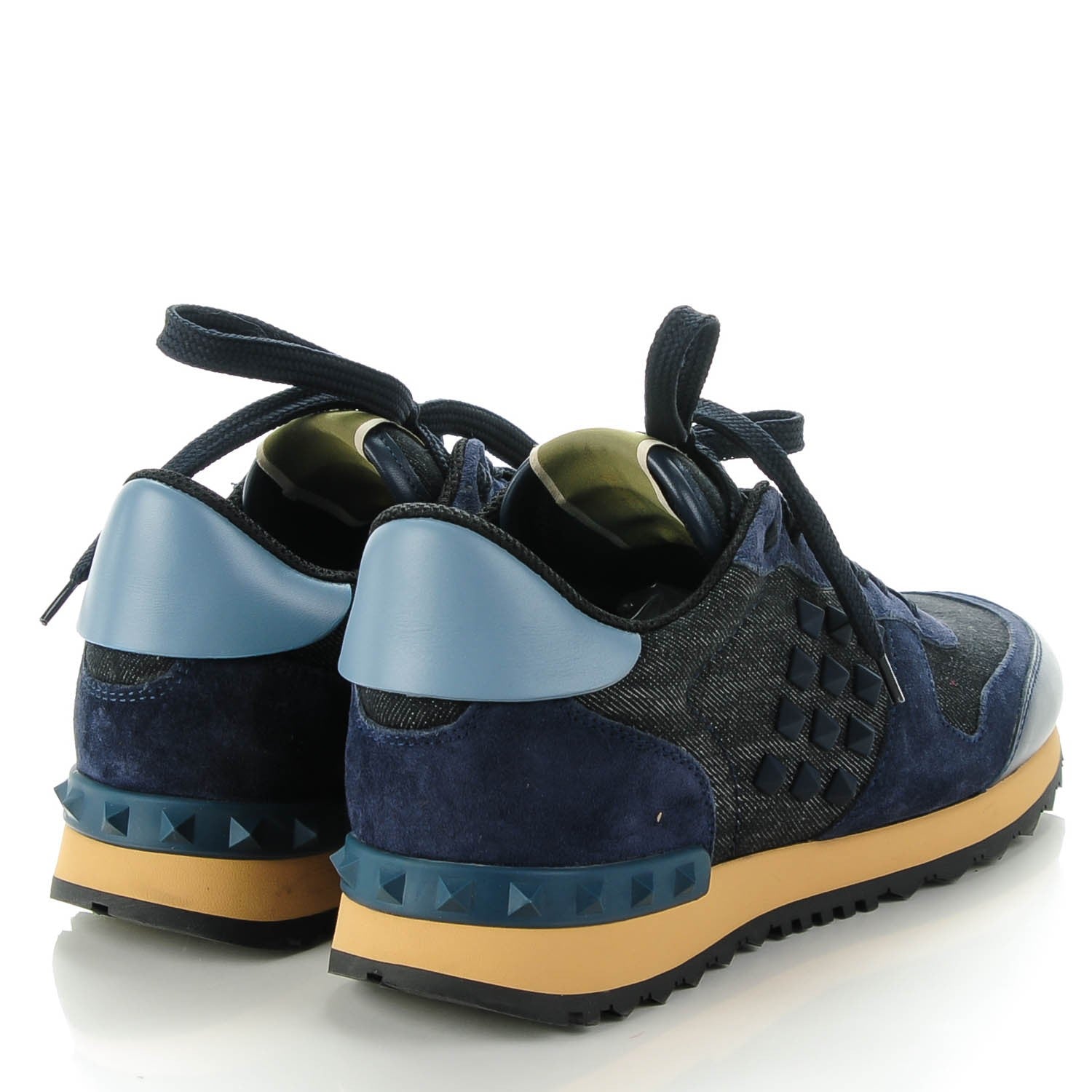 Valentino Garavani Denim Calfskin Suede Rockstud Sneakers 37 Deep Denim 4 of 7