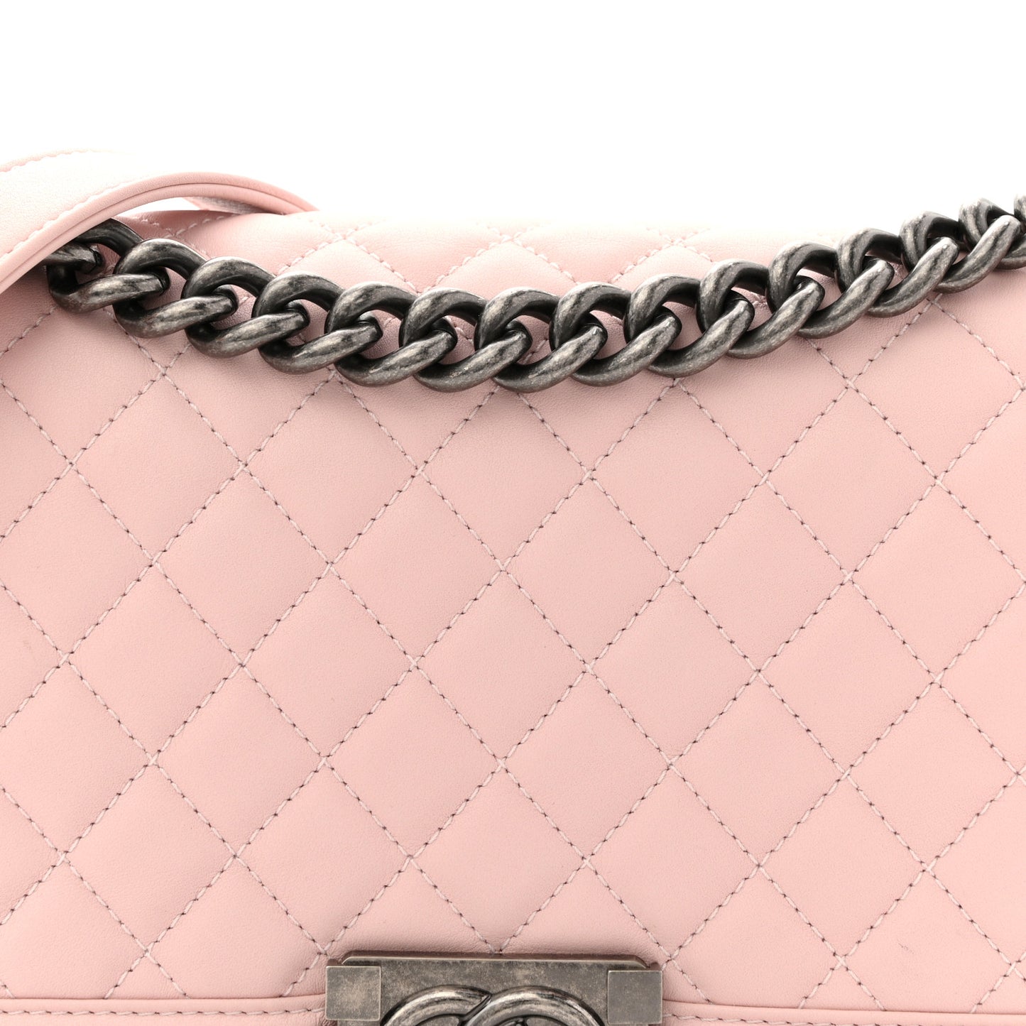Calfskin Quilted Medium Boy Flap Light Pink