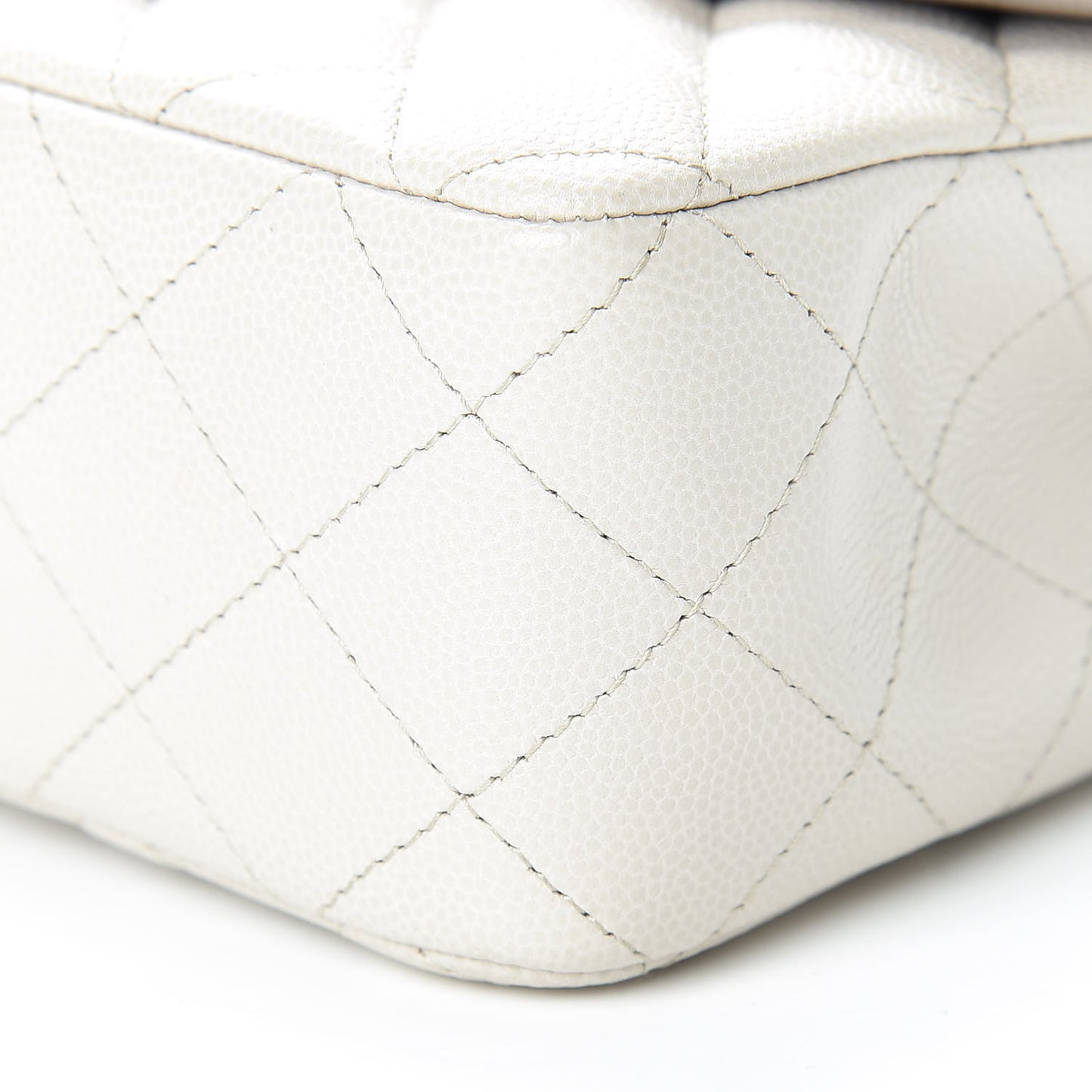 Caviar Quilted Mini Rectangular Flap Ivory