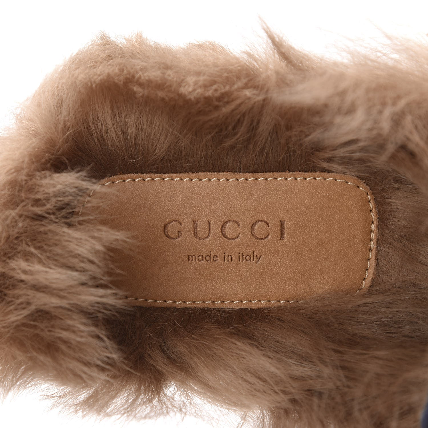 Gucci Malaga Kid Fur Womens Princetown Slippers 38 Blue Agata 7 of 9