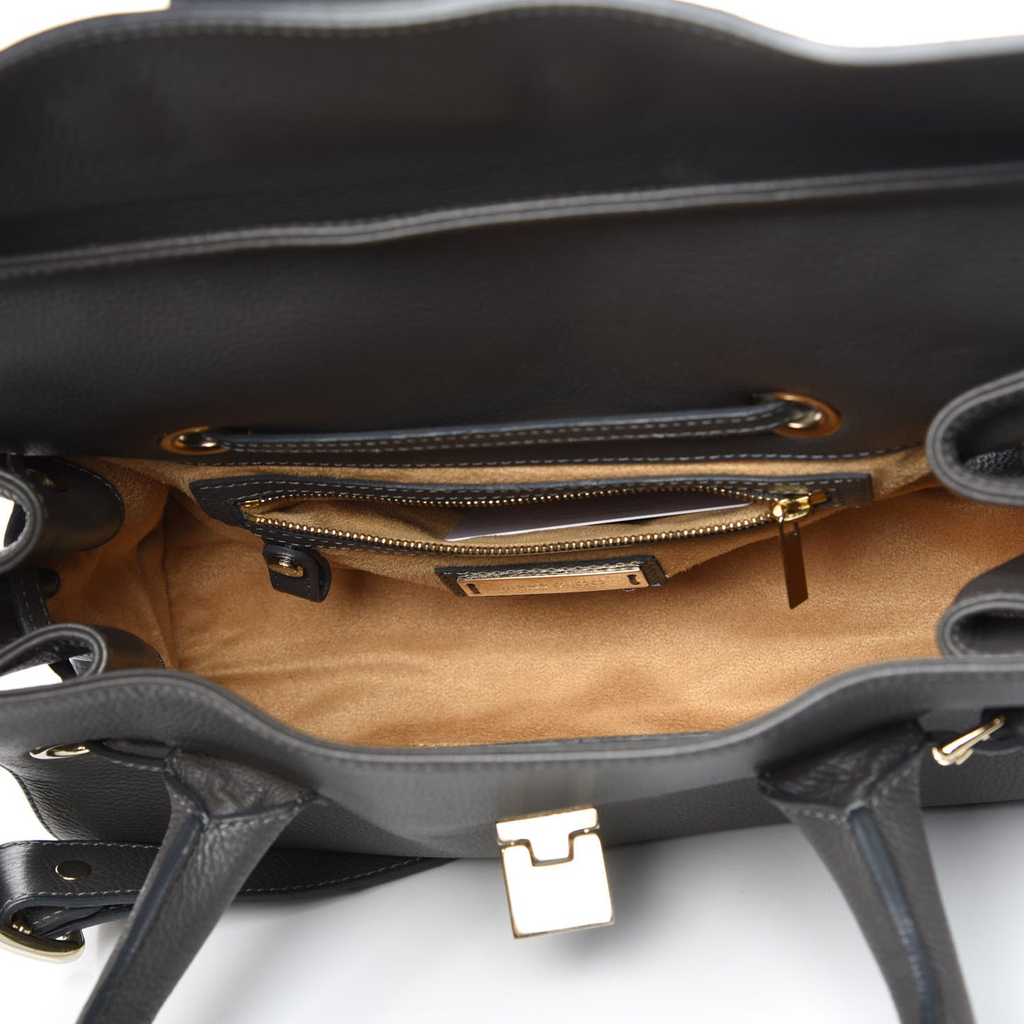 Grainy Calfskin Large Rosalie Satchel Grey