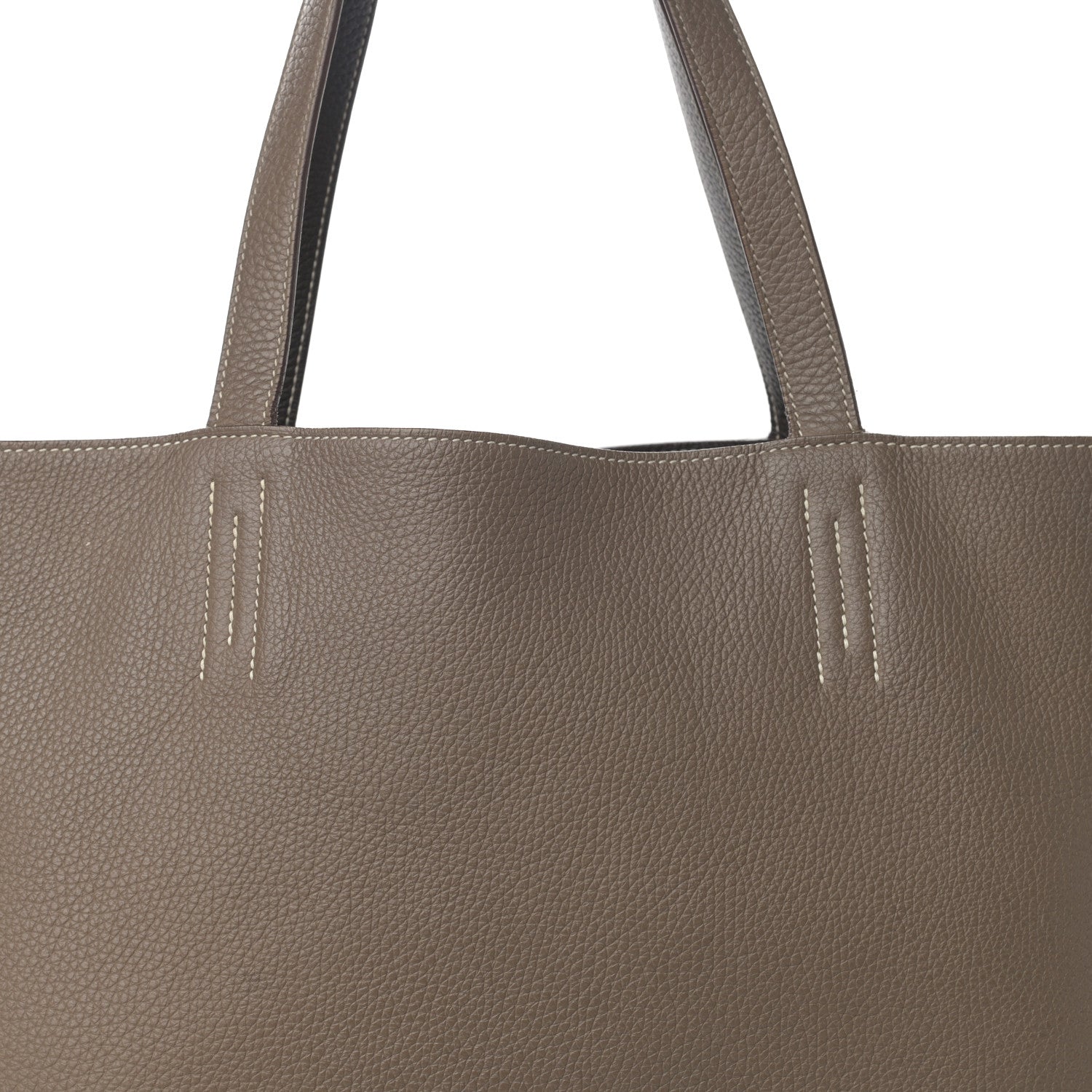 Hermes Taurillon Clemence Double Sens 36 Reversible Tote Etoupe Etain 15 of 23