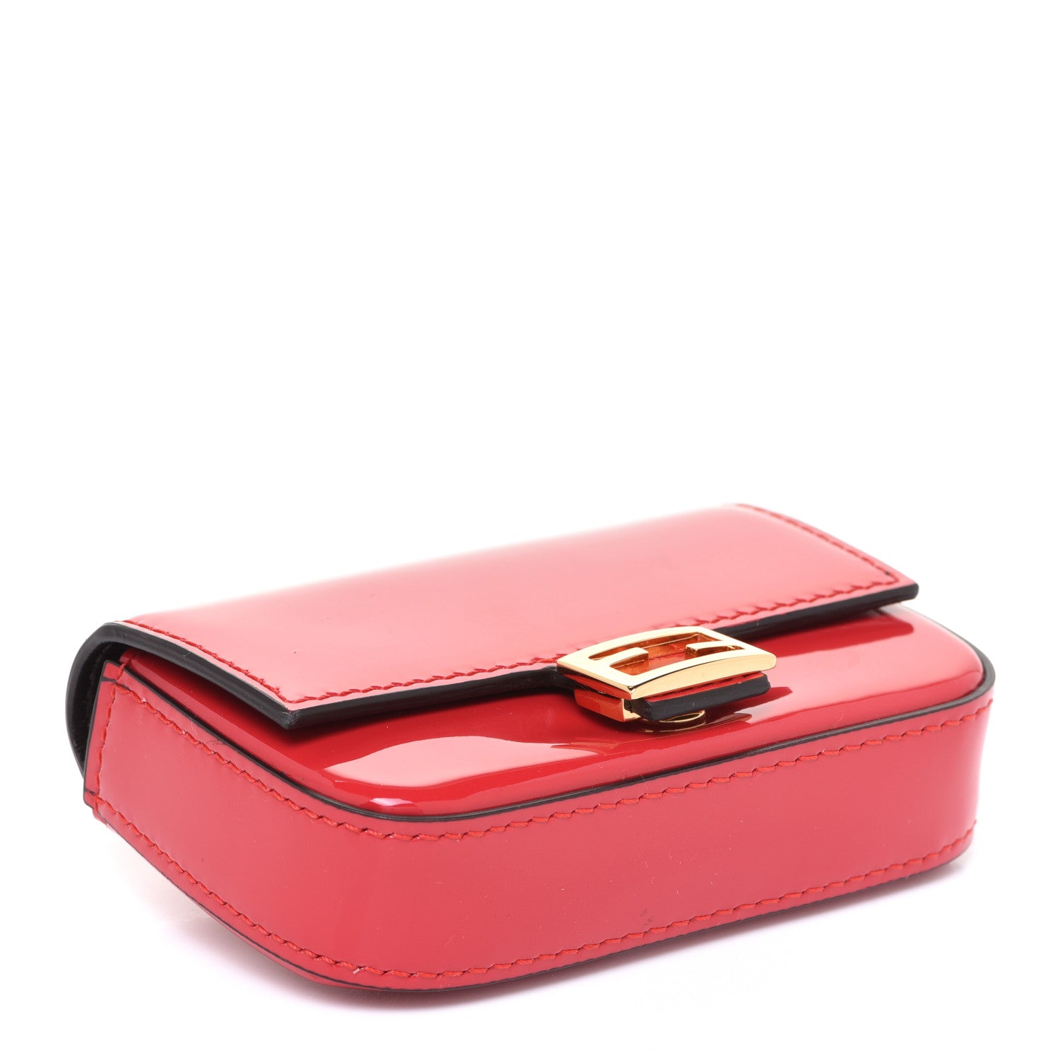 Fendi Vitello Vernice Mou Nano Baguette Charm Rosso Cardinale 4 of 7