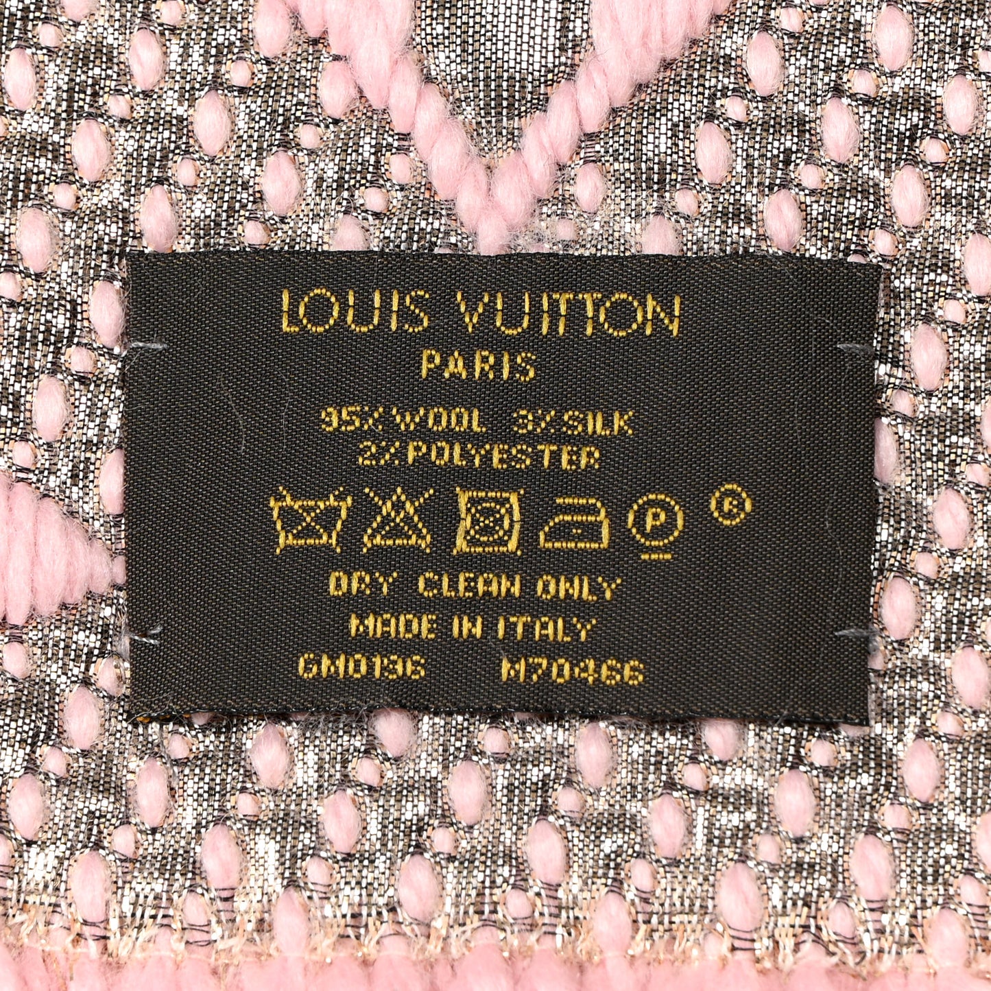 Wool Silk Logomania Shine Scarf Pink