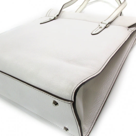 Leather Charm Tote White