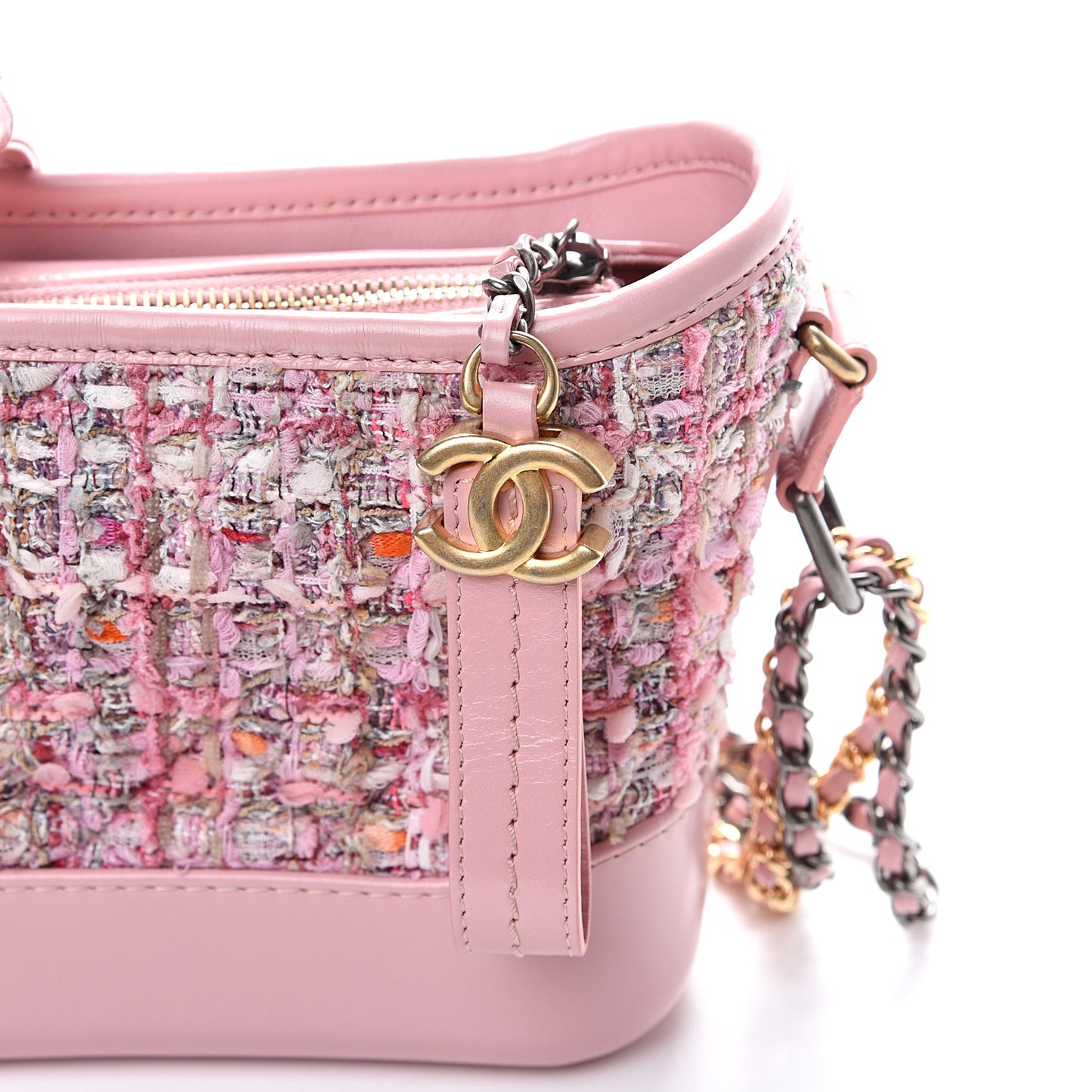 Tweed Calfskin Small Gabrielle Hobo Light Pink