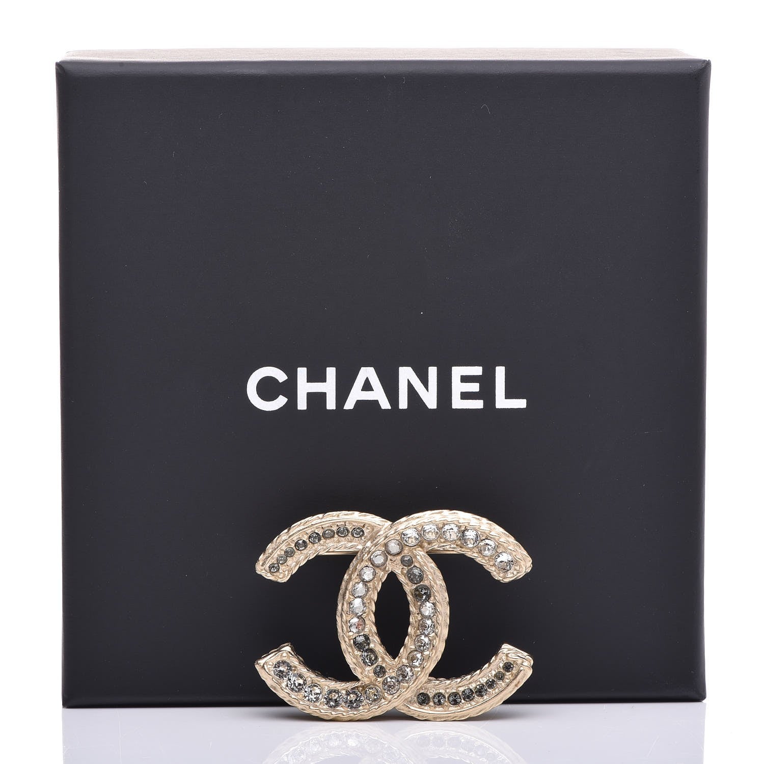 Chanel Crystal CC Brooch Light Gold 10 of 10