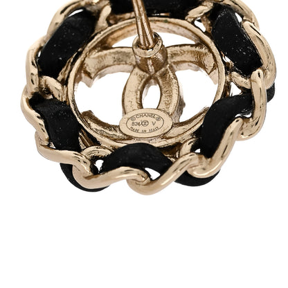 Chanel Crystal Lambskin Chain CC Stud Earrings Black Gold 4 of 5