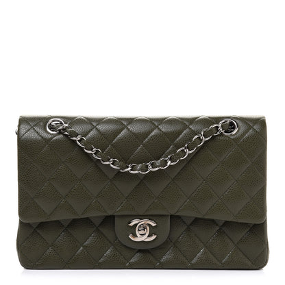 Chanel Caviar Quilted Medium Double Flap Dark Green 1 of 12
