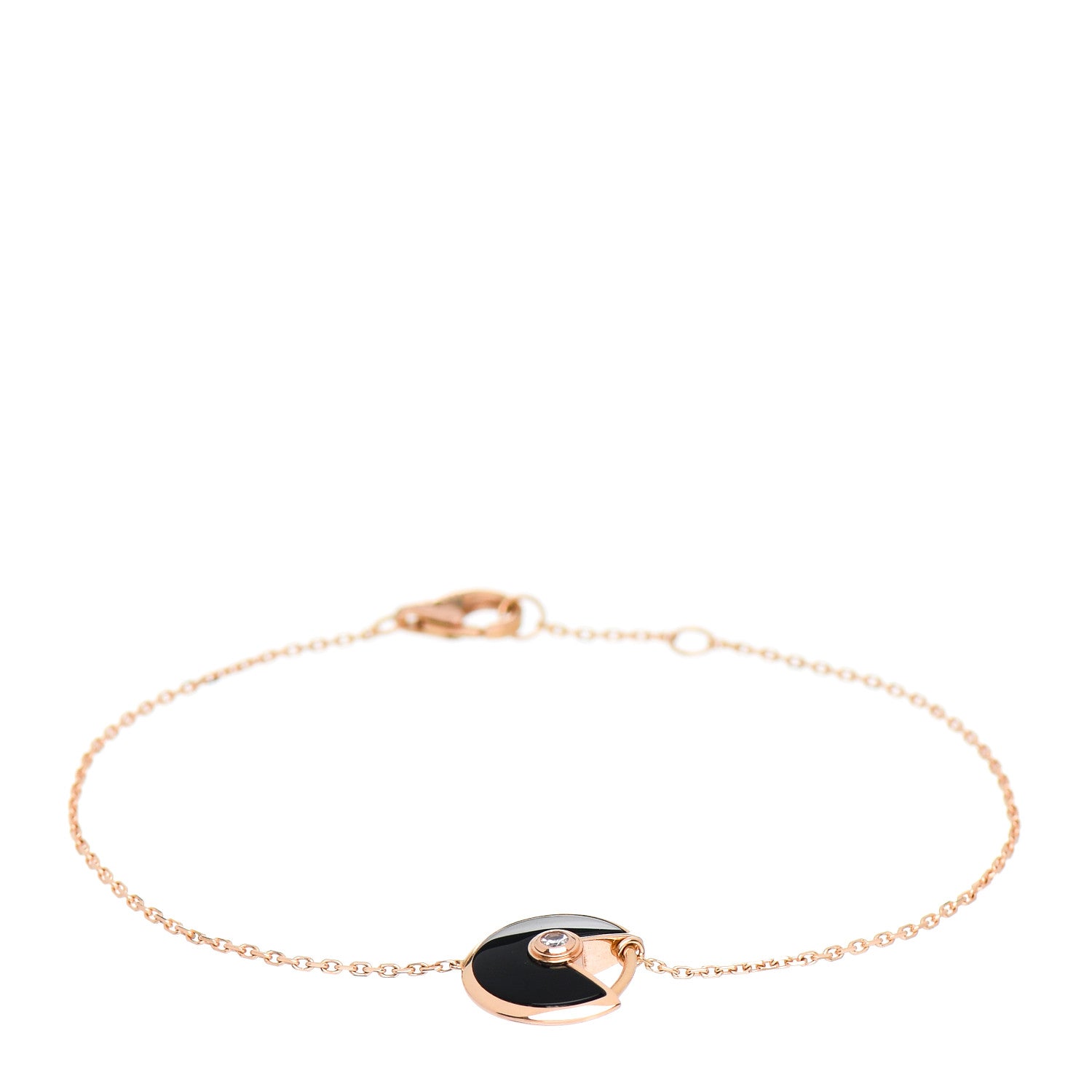 Cartier 18K Pink Gold Diamond Black Onyx Amulette de Cartier Bracelet 1 of 4