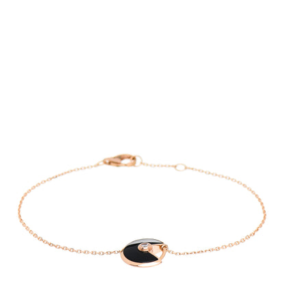 Cartier 18K Pink Gold Diamond Black Onyx Amulette de Cartier Bracelet 1 of 4