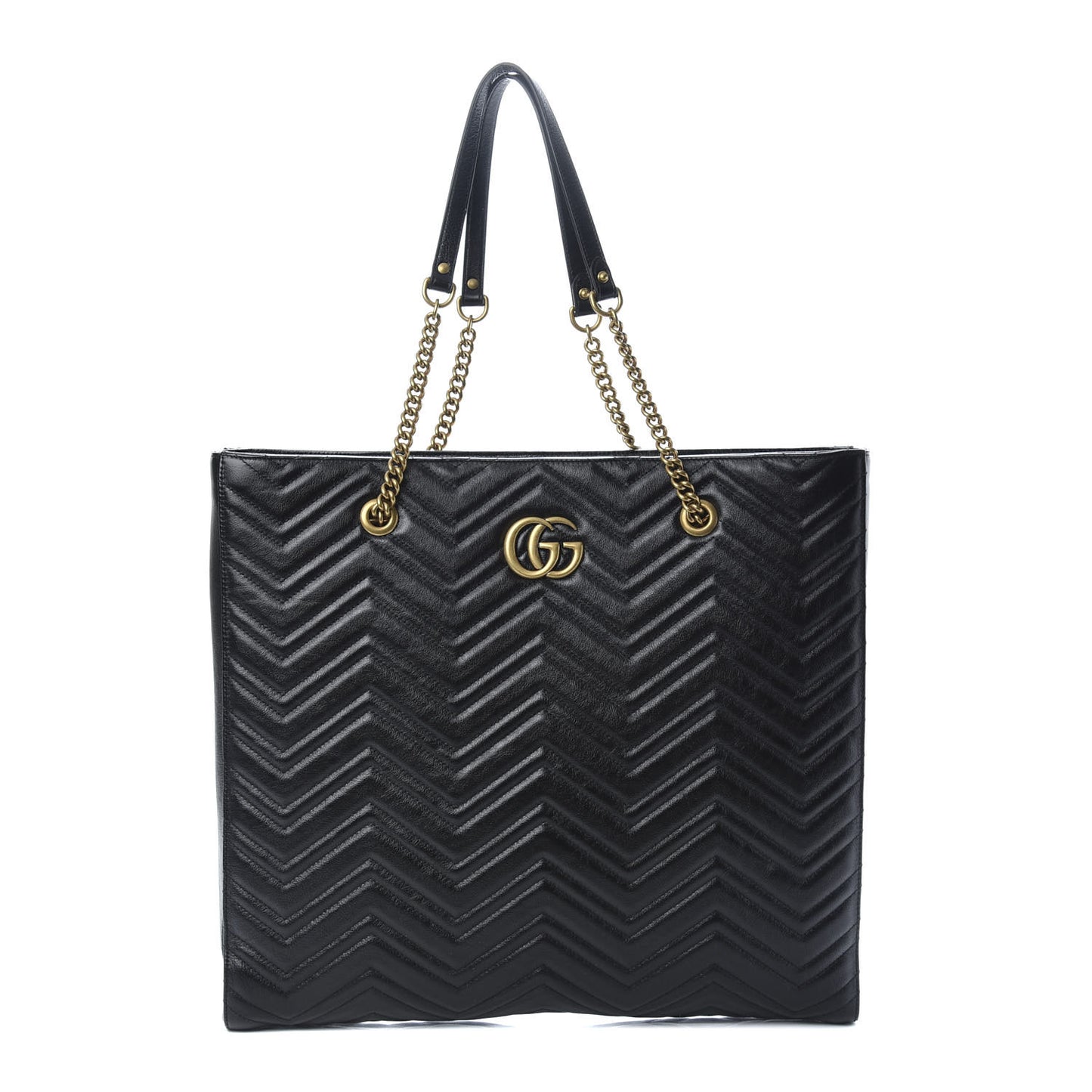 Azalea Calfskin Matelasse Large GG Marmont Slim Tote Black