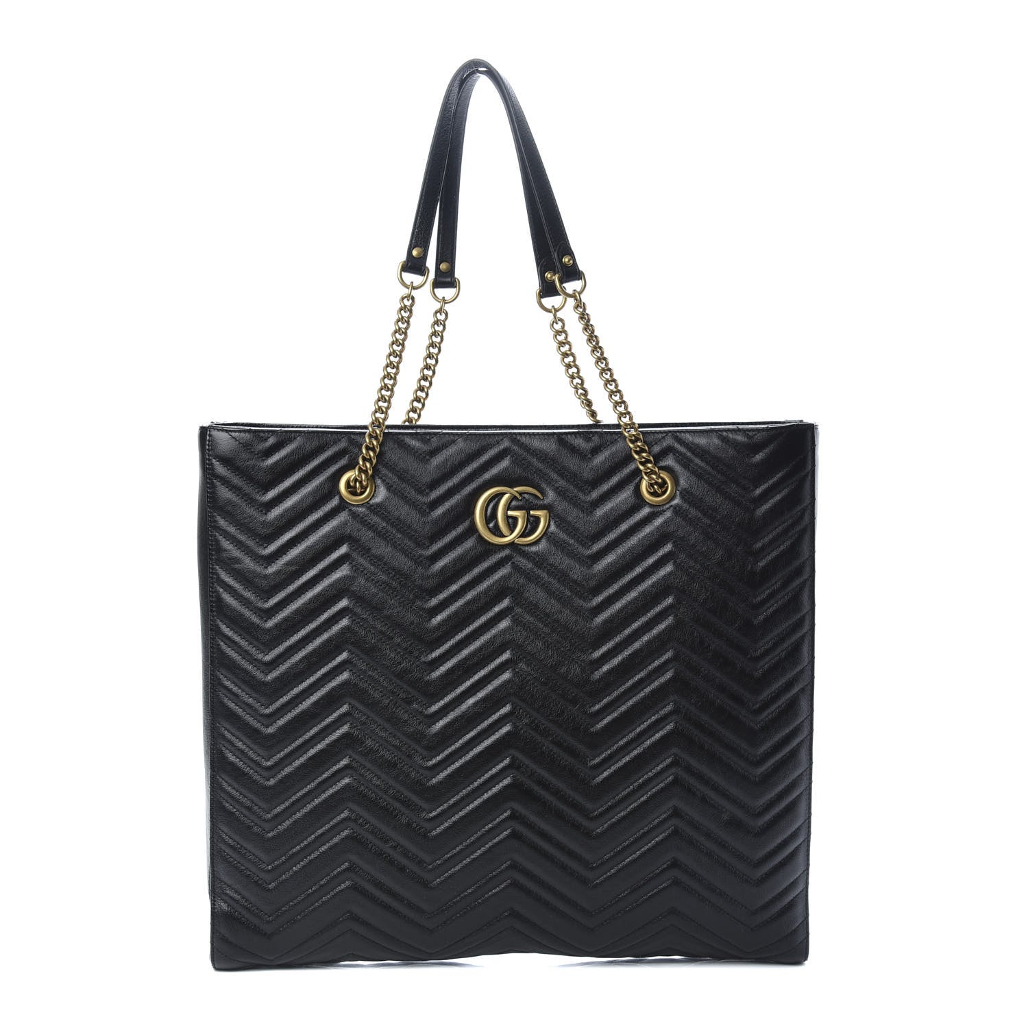 Gucci Azalea Calfskin Matelasse Large GG Marmont Slim Tote Black 1 of 9
