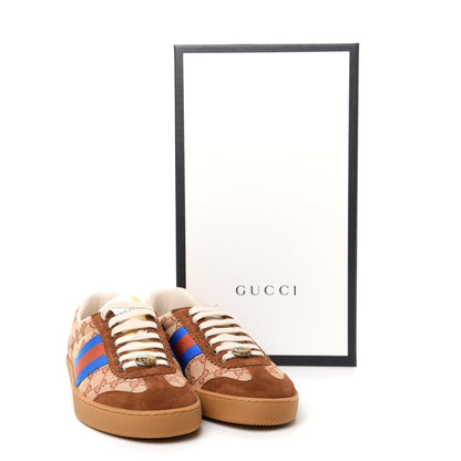 Gucci GG Monogram Suede Web Mens G74 Sneakers 8 Beige Ruggine Cuir 11 of 11