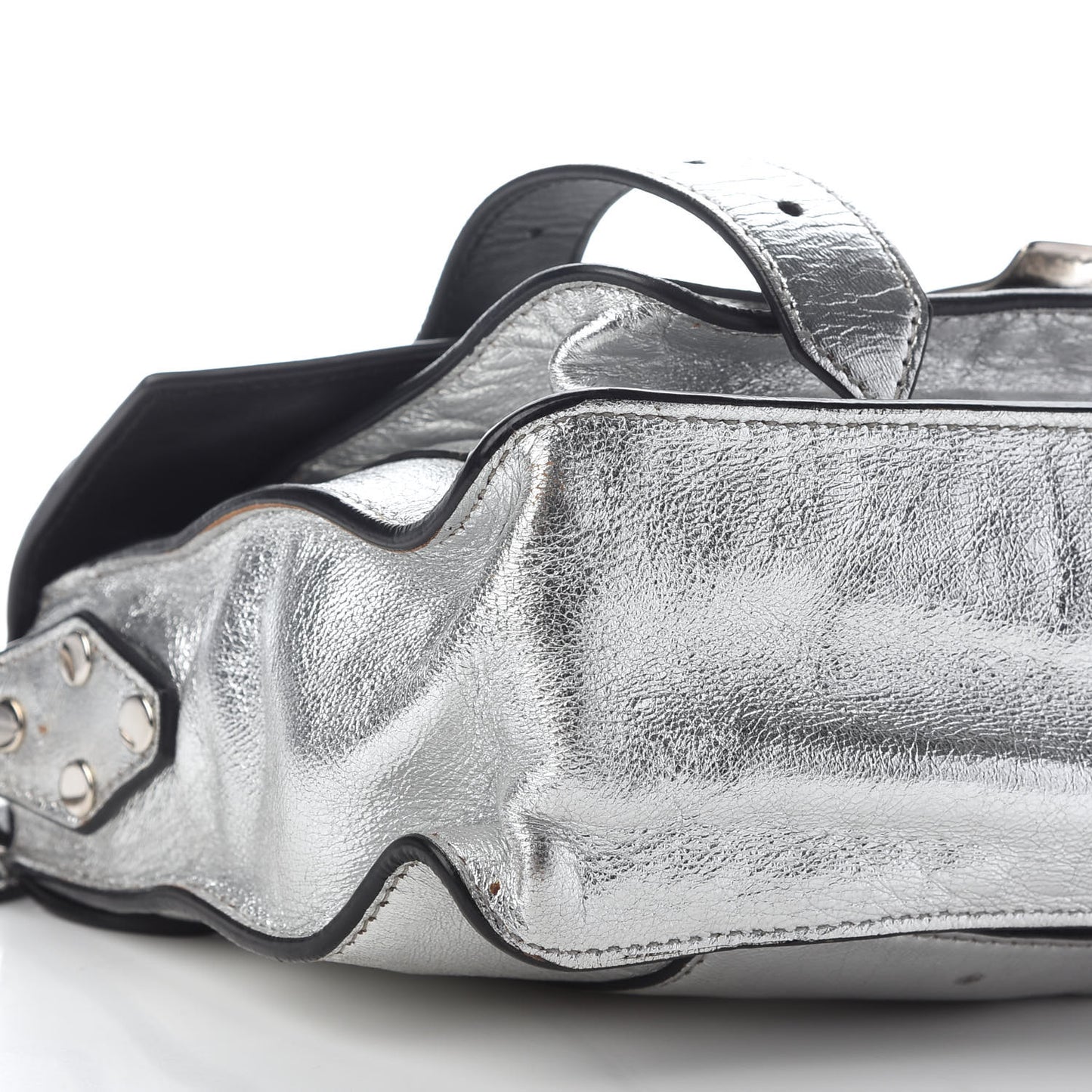 Metallic Lambskin PS1 Tiny Satchel Silver