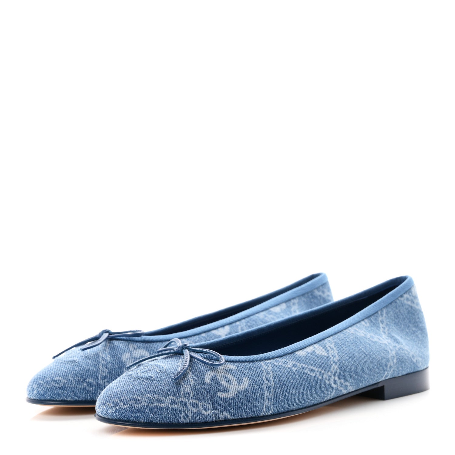 Chanel Denim Printed Cap Toe Ballerina Flats 41 Blue 4 of 10