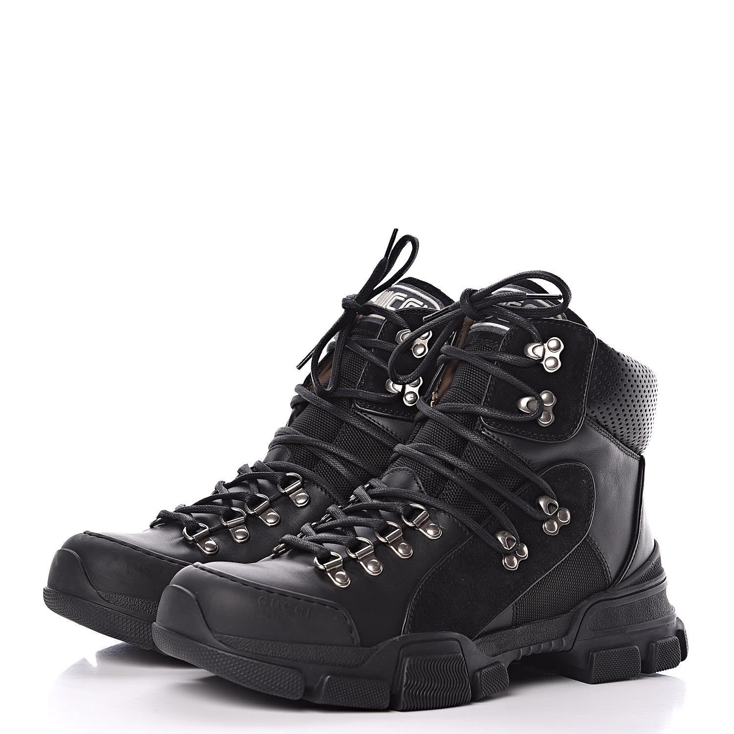 Gucci X SEGA Calfskin Suede Technical Canvas Womens Flashtrek High-Top Sneakers 41 Black 3 of 10