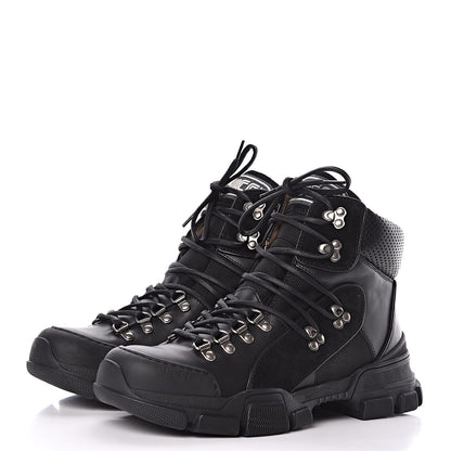 Gucci X SEGA Calfskin Suede Technical Canvas Womens Flashtrek High-Top Sneakers 41 Black 3 of 10