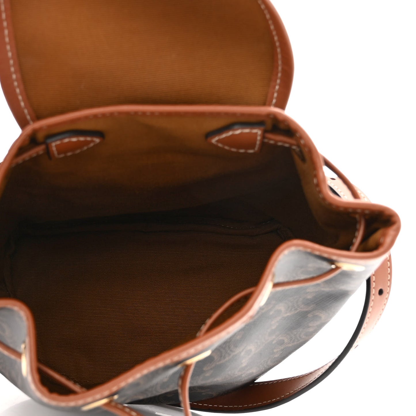 Triomphe Canvas Calfskin Mini Folco Backpack Tan