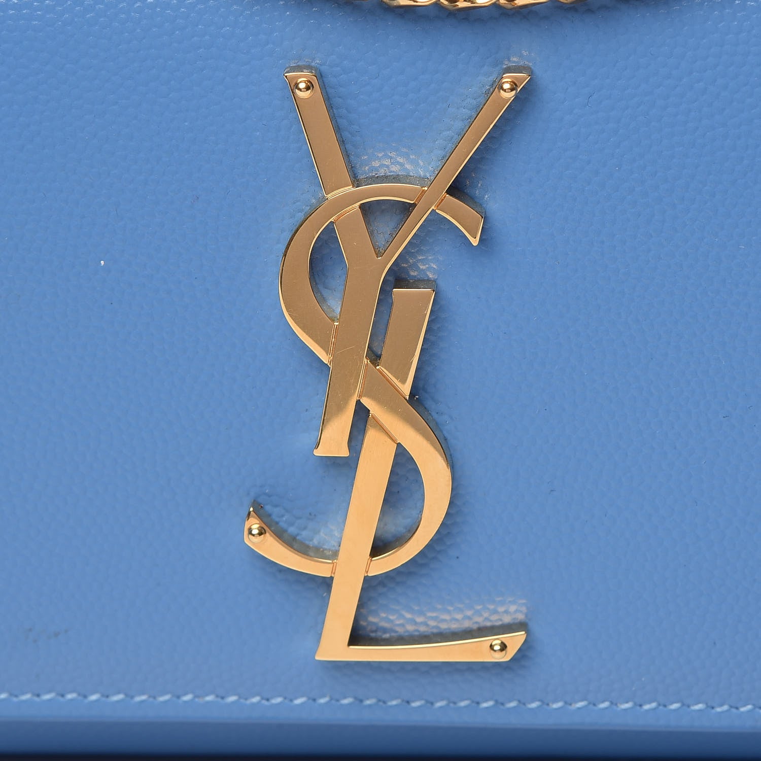 Saint Laurent Grain De Poudre Small Classic Monogram Kate Satchel Blue Clair 10 of 10