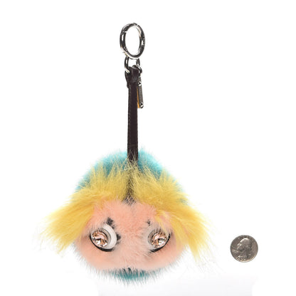 Fendi Shiny Nappa Mink Fox Fur Crystal QuTweet Dazzling Bag Bug Charm Bordeaux Seashell Multicolor 2 of 4