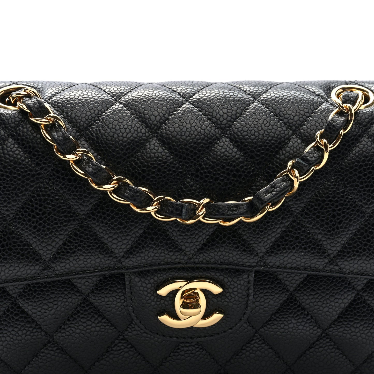 Caviar Quilted Small Double Flap Black