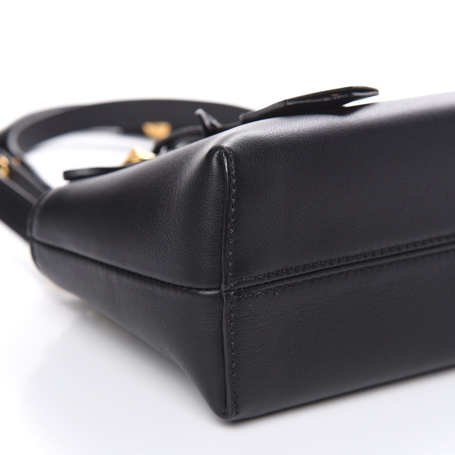 Fendi Vitello Dolce Chain Tail Gold Edition Mini By The Way Boston Bag Black Vintage Gold 9 of 10