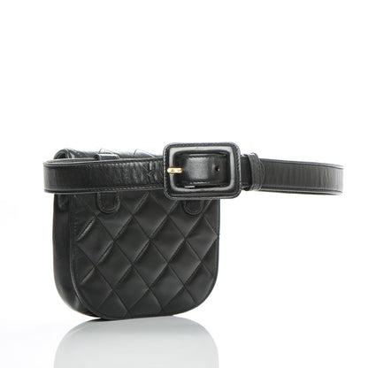 Chanel Lambskin Quilted Flap Waist Belt Bag 70 28 Black 3 of 8