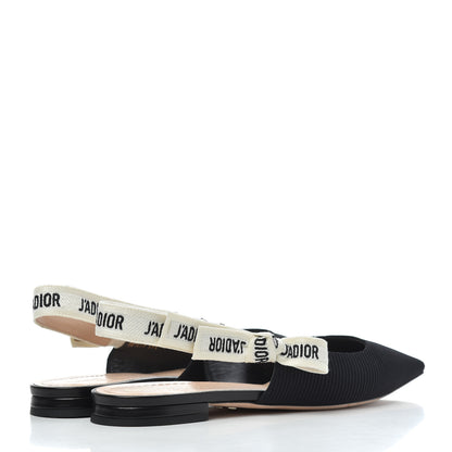 Christian Dior Technical Canvas Ribbon J'Adior Slingback Ballet Flats 39.5 Black 4 of 12