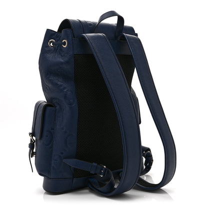 Gucci Piuma Calfskin Jumbo GG Embossed Double Buckle Backpack Navy 3 of 11