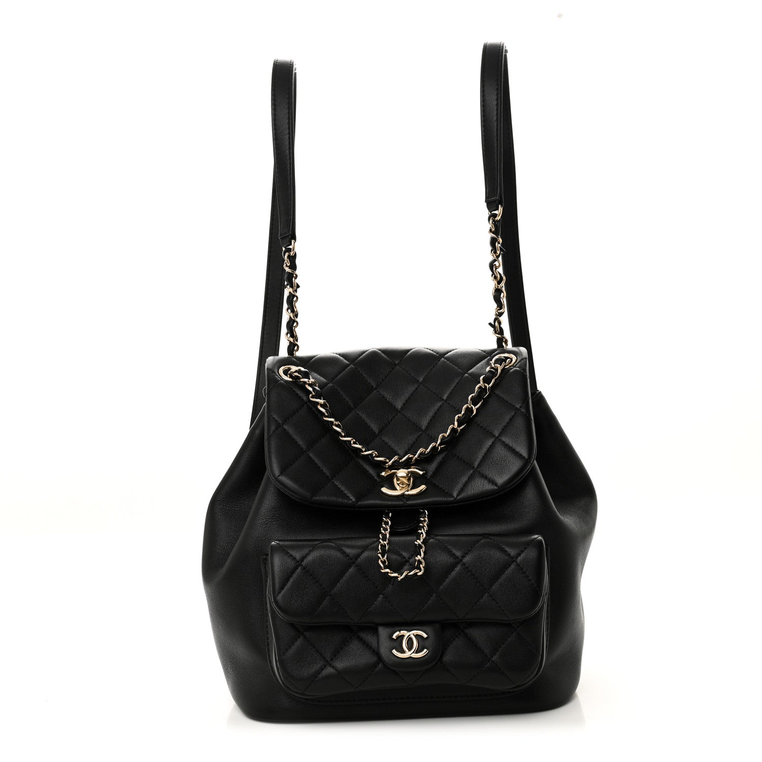 Chanel Lambskin Quilted Large Duma Drawstring Backpack Black 1 of 10