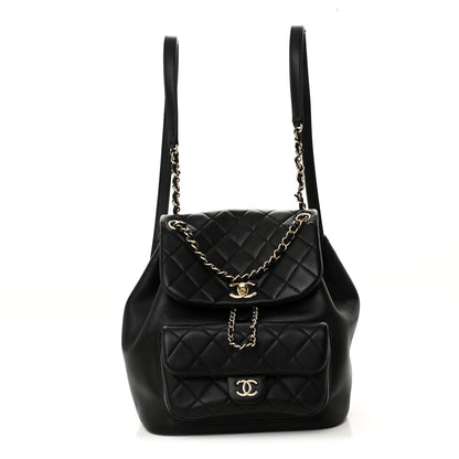 Chanel Lambskin Quilted Large Duma Drawstring Backpack Black 1 of 10