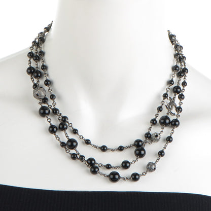 Chanel Baguette Crystal CC Beaded Long Necklace Black 2 of 5