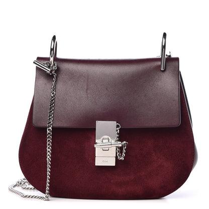 Chloe Suede Smooth Calfskin Drew Shoulder Bag Dark Purple 1 of 7
