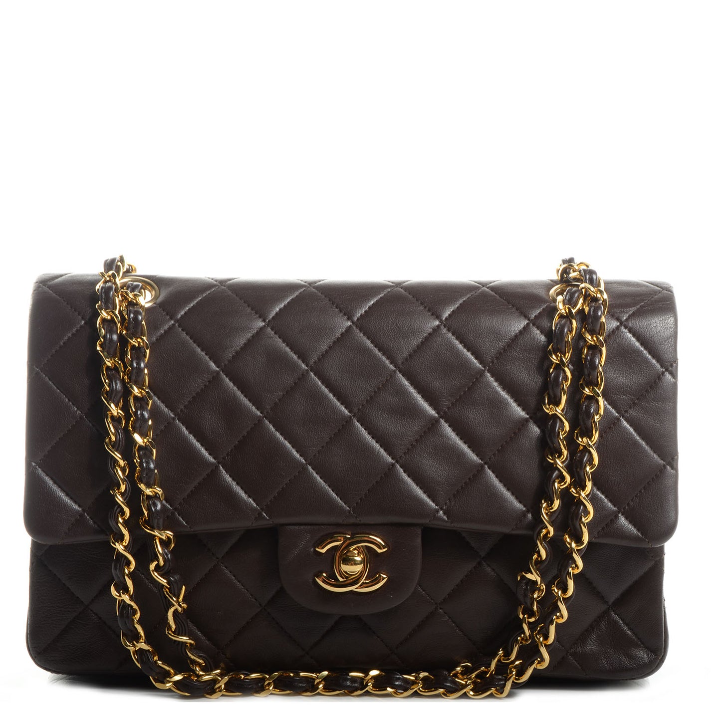 Lambskin Medium Double Flap Brown