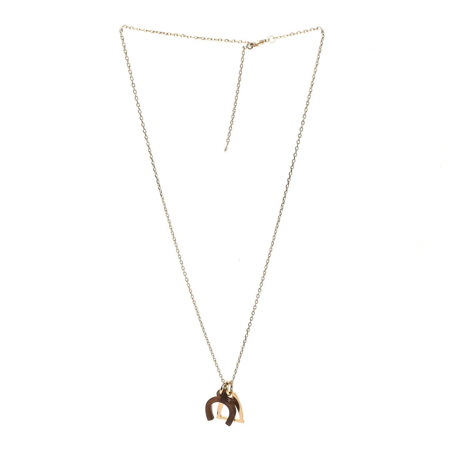 Hermes Permabrass Buffalo Horn Amulette Equestre PM Pendant Necklace Gold 3 of 6