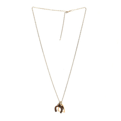 Hermes Permabrass Buffalo Horn Amulette Equestre PM Pendant Necklace Gold 3 of 6
