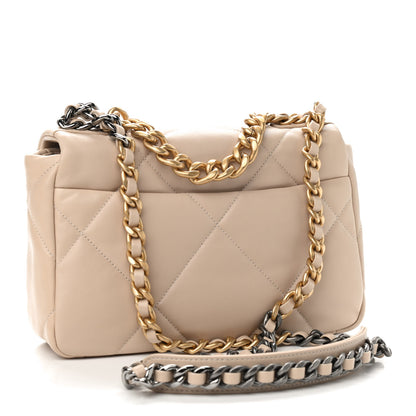 Chanel Lambskin Quilted Medium Chanel 19 Flap Beige 3 of 9