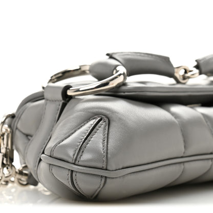 Gucci Nappa Vertical Matelasse Small Maxi Horsebit Chain Shoulder Bag Gray 9 of 13