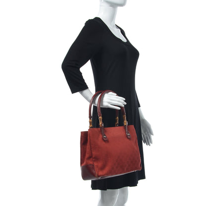 Gucci Monogram Small Bamboo Tote Red 2 of 17
