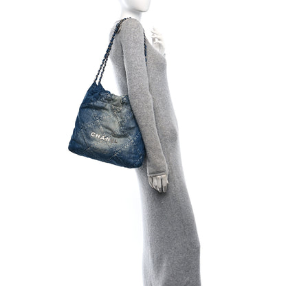 Chanel Denim Quilted Small Chanel 22 Blue 3 of 11