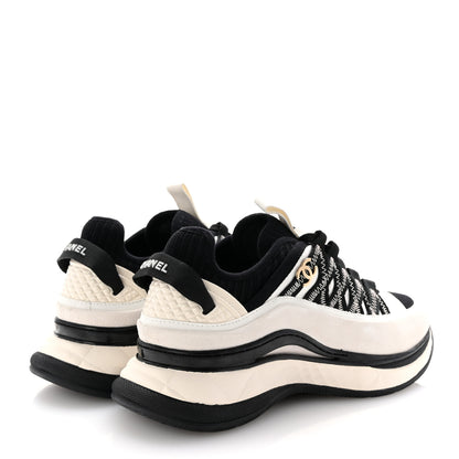 Chanel Fabric Suede Calfskin Sneakers 36 White Black 5 of 10