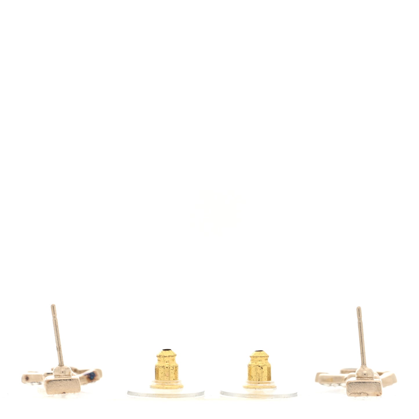Metal Crystal Baguette CC Chain Drop Earrings Gold