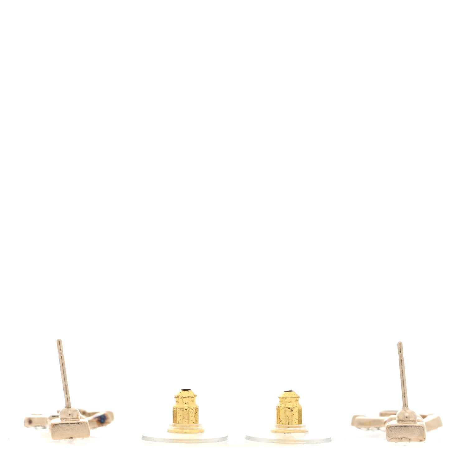 Chanel Metal Crystal Baguette CC Chain Drop Earrings Gold 3 of 5
