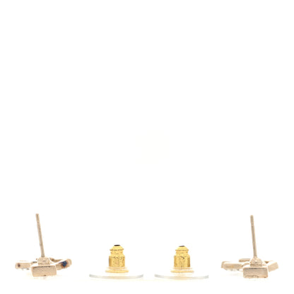 Chanel Metal Crystal Baguette CC Chain Drop Earrings Gold 3 of 5