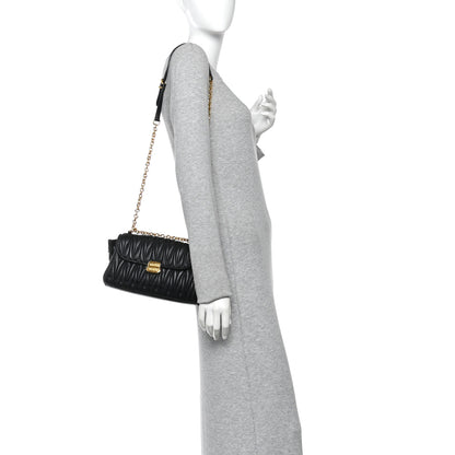 Miu Miu Nappa Matelasse Shoulder Bag Black 2 of 9
